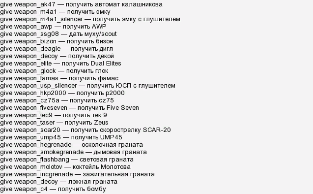 Код на все предметы. Команды в КС го через консоль. Команда на выдачу оружия в КС го. Консольная команда на выдачу оружия в КС го.